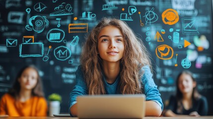 Engaging Virtual Lesson with Student and Laptop