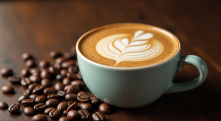 cup of coffee with beans