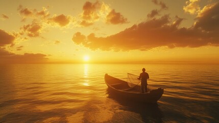 Golden Hour Solitude: Fisherman's Sunset Serenity