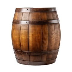 Obraz premium Wooden grunge old oak barrel isolated on transparent background PNG.