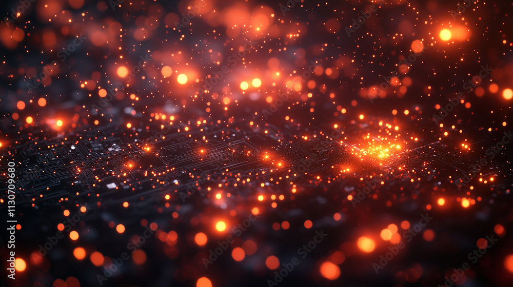 Poster fiery ember glow: abstract background of fiery embers glowing in the dark, creating a mesmerizing an
