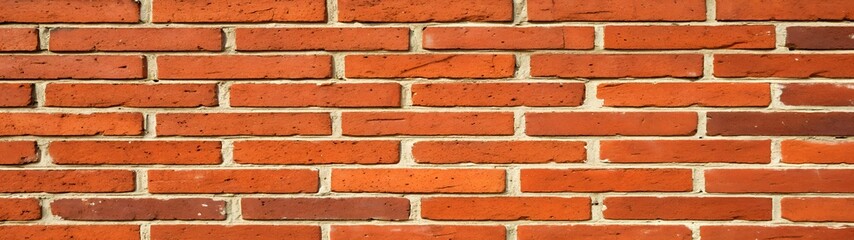 Obraz premium : Brick wall background with realistic red bricks and mortar texture, ideal for architectural and urban projects