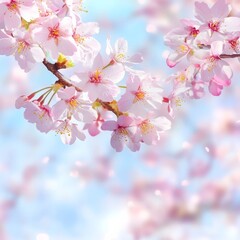 Fototapeta premium Cherry blossom background set in a spring day.
