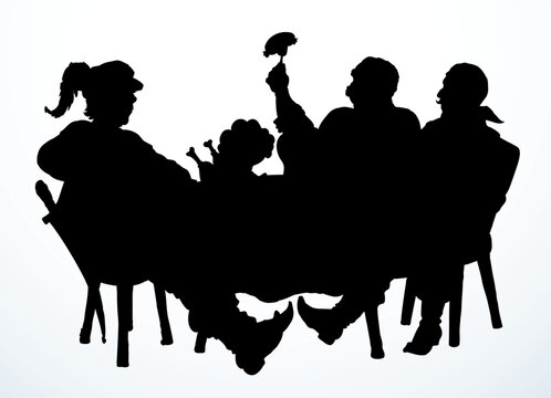 recommend clip art: The man at the table. Vector drawing