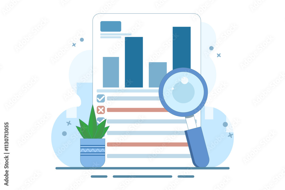 Poster financial statement analysis concept, data analysis on business report and investment monitoring das