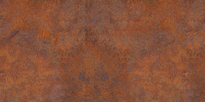 Panoramic grunge rusted metal texture, rust and oxidized metal background. Old metal iron panel.
