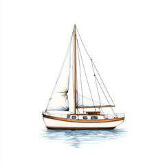 Fototapeta premium beautiful watercolor of sailboat on calm water, showcasing its elegant design and serene atmosphere