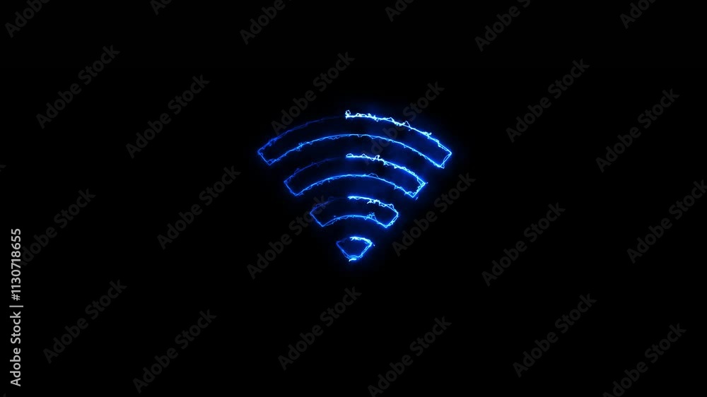 Poster animation of wifi wave signal, isolated on transparent background with alpha channel. abstract neon 