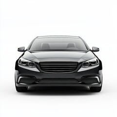 sleek black luxury car front view