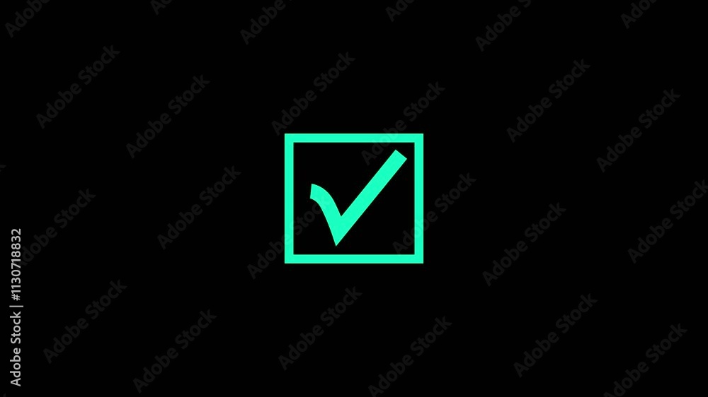 Poster animation in motion graphics of a check mark confirmation. check mark icon animation. animation in m