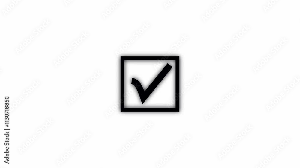 Poster animation in motion graphics of a check mark confirmation. check mark icon animation. animation in m