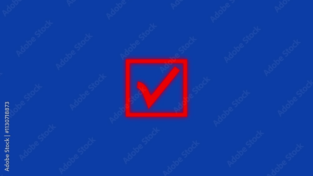 Poster animated reveal of a green check mark symbol in the squared box. animation in motion graphics of a c
