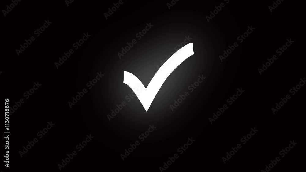 Poster animated reveal of a green check mark symbol in the squared box. animation in motion graphics of a c