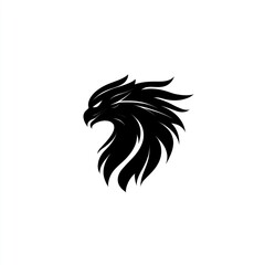 Obraz premium Stylized black eagle head profile, fierce expression, tribal design.