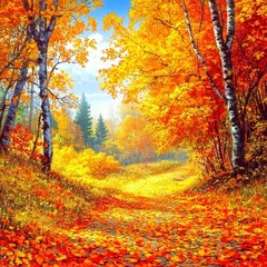 Obraz premium Autumn's vibrant leaf display