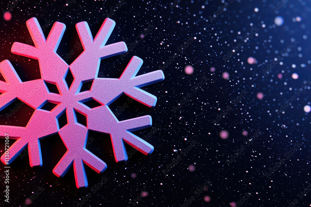 Poster vibrant snowflake design with colorful gradient against dark background, creating festive atmosphere