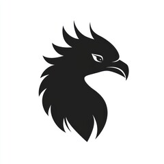 Fototapeta premium Stylized black silhouette of an eagle head, fierce and majestic.