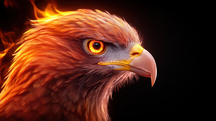 Naklejka premium Futuristic firebird concept with vibrant colors and intense gaze