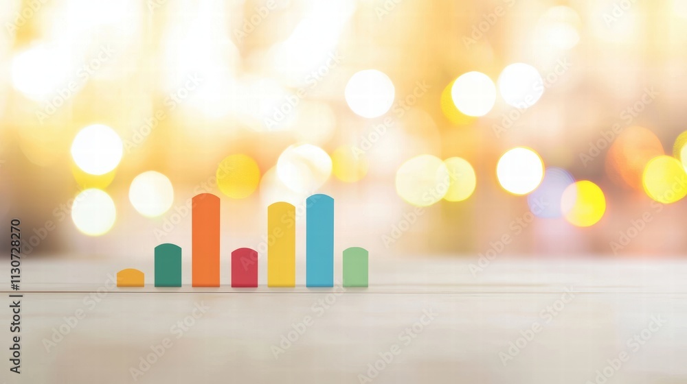 Poster colorful bar graph on soft focus background for data visualization and process optimization