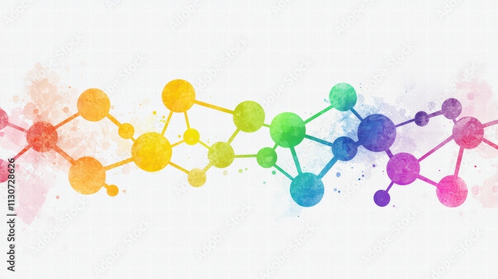 Poster colorful concept of data analytics and optimization with interconnected circles and lines