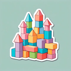 Obraz premium colorful building blocks sticker for creative kids' designs