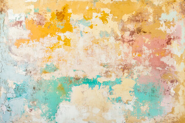 Obraz premium Abstract colorful textured wall with yellow, pink, and turquoise accents