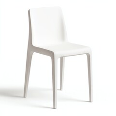 A sleek, modern white chair with a minimalist design, perfect for contemporary spaces and versatile in various environments.