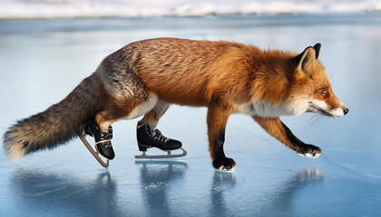 Obraz premium Frozen Grace: A Fox's Icy Ballet