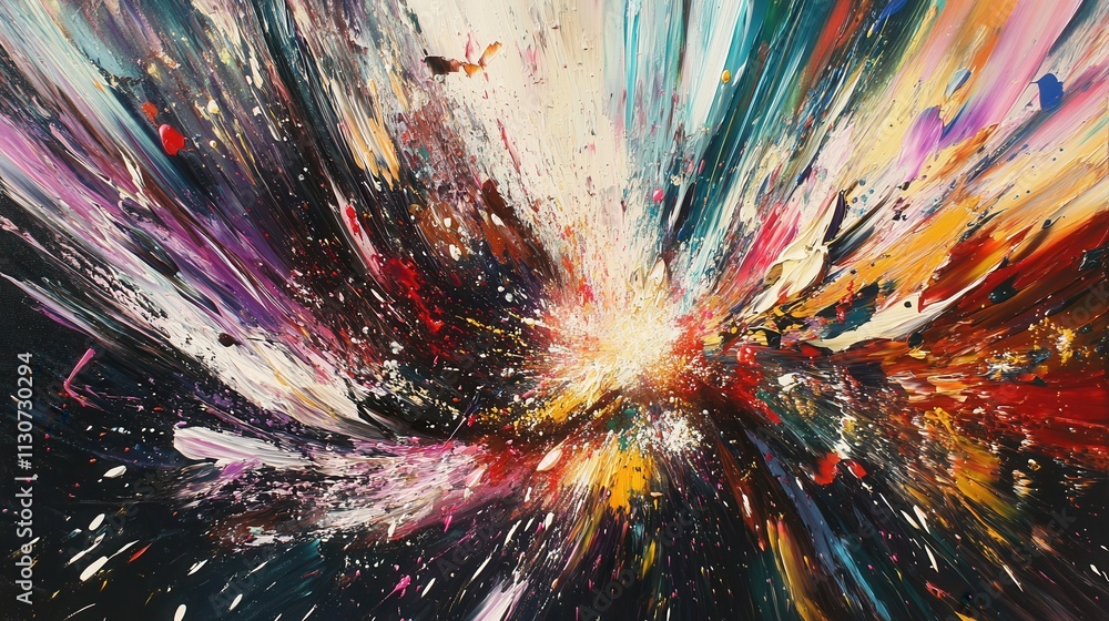 Poster abstract explosion of color: a dynamic canvas of vibrant hues and energetic strokes
