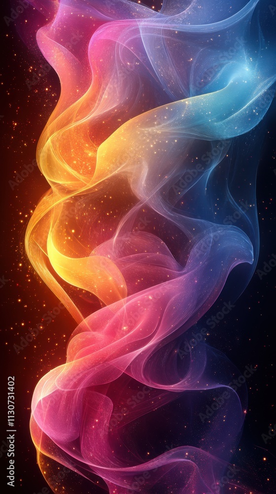 Poster a vibrant swirl of colorful smoke creating an abstract visual effect.
