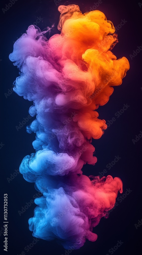 Poster a vibrant swirl of colorful smoke against a dark background, creating an abstract visual effect.
