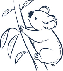 Obraz premium Koala line art vector and black and white drawing illustration design