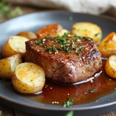 Beef steak and potatoes
