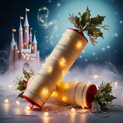 Decorative Christmas Crackers and Festive Cylinders with Elegant and Artistic Designs