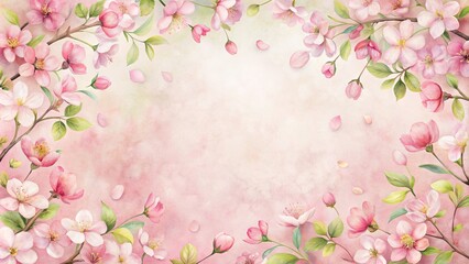 Obraz premium Delicate Pink Blossom Frame with Soft Pastel Background