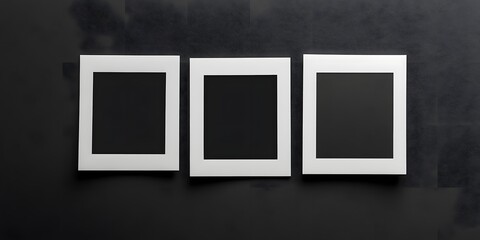 Three empty photo frames on a dark background, ready for images or artwork.