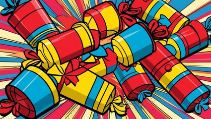 Decorative Christmas Crackers and Festive Cylinders with Elegant and Artistic Designs