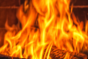 Fototapeta premium Fire burning in a fireplace.