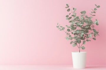 Fototapeta premium minimalist indoor plant decor on pink background