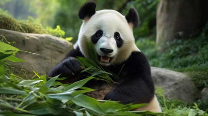 giant panda eating bamboo