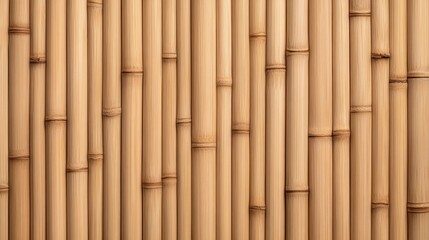Naklejka premium Sustainable Bamboo Wood Background with Natural Finish - Eco-Friendly Design Backdrop with Linear Grain Patterns and Golden Hue, Photorealistic