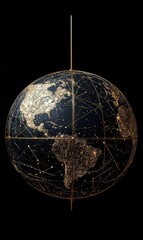 Globe with global connection lines and lights. Worldwide technology concept.