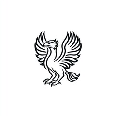 Fototapeta premium Stylized griffin silhouette, wings outstretched, heraldic design.