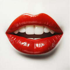 Obraz premium red lips isolated on white