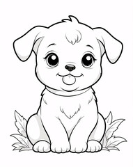 Fototapeta premium Adorable Puppy Line Art for Kids Coloring Book Featuring Playful Design and Easy to Color Features