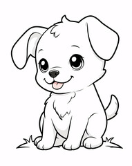 Fototapeta premium Charming Puppy Line Art Drawing for Kids Coloring Book with Playful Features and Simple Design