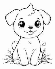 Obraz premium Cute and Fun Puppy Line Art for Kids Coloring Book with Simple and Playful Outlines