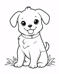 Fototapeta premium Cute Puppy Design in Line Art for Children Fun Coloring Book Activities and Creative Play