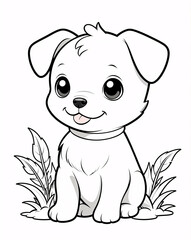 Fototapeta premium Delightful Puppy Line Art Illustration for Kids Coloring Book with Adorable Features and Easy Outlines