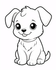 Fototapeta premium Fun and Creative Puppy Line Art Drawing for Children Coloring Book with Joyful and Playful Features